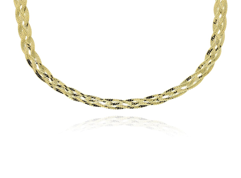 Stříbrný pozlacený řetízek pletený ze čtyř